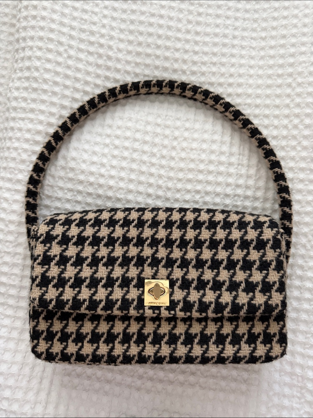 anine bing houndstooth tweed shoulder bag